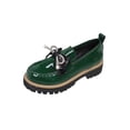 thumbnail image 5 of Xucatan Women's Patent Leather Pointed Toe Flats with Hollow Bow and Rhinestone Detail, Serrated Platform Loafers with Height Increase, Comfortable Slip On Shoes for Spring Summer Walking Gift, 5 of 9