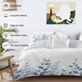 thumbnail image 3 of 3 Piece Blue Botanical Duvet Cover Set Queen Size, Microfiber Comforter/Quilt Cover with Corner Ties and 2 Pillowcases, Pastoral Leaf Watercolor All Season Soft Bedding with Zipper Closure, 3 of 8