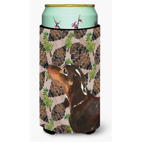 Black & Tan Dachshund Pine Cones Tall Boy Beverage Insulator Hugger