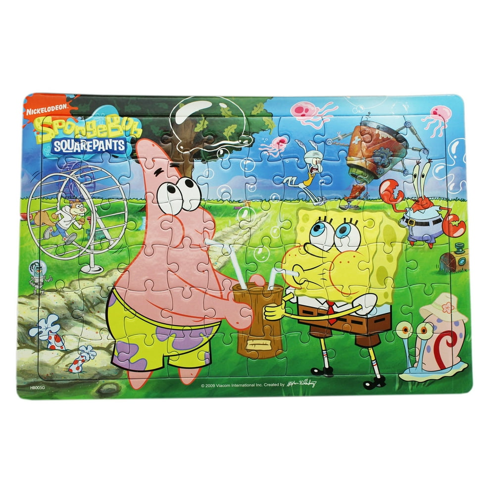 Spongebob Squarepants Chaotic Scene Kids Framed Jigsaw Puzzle (60pc