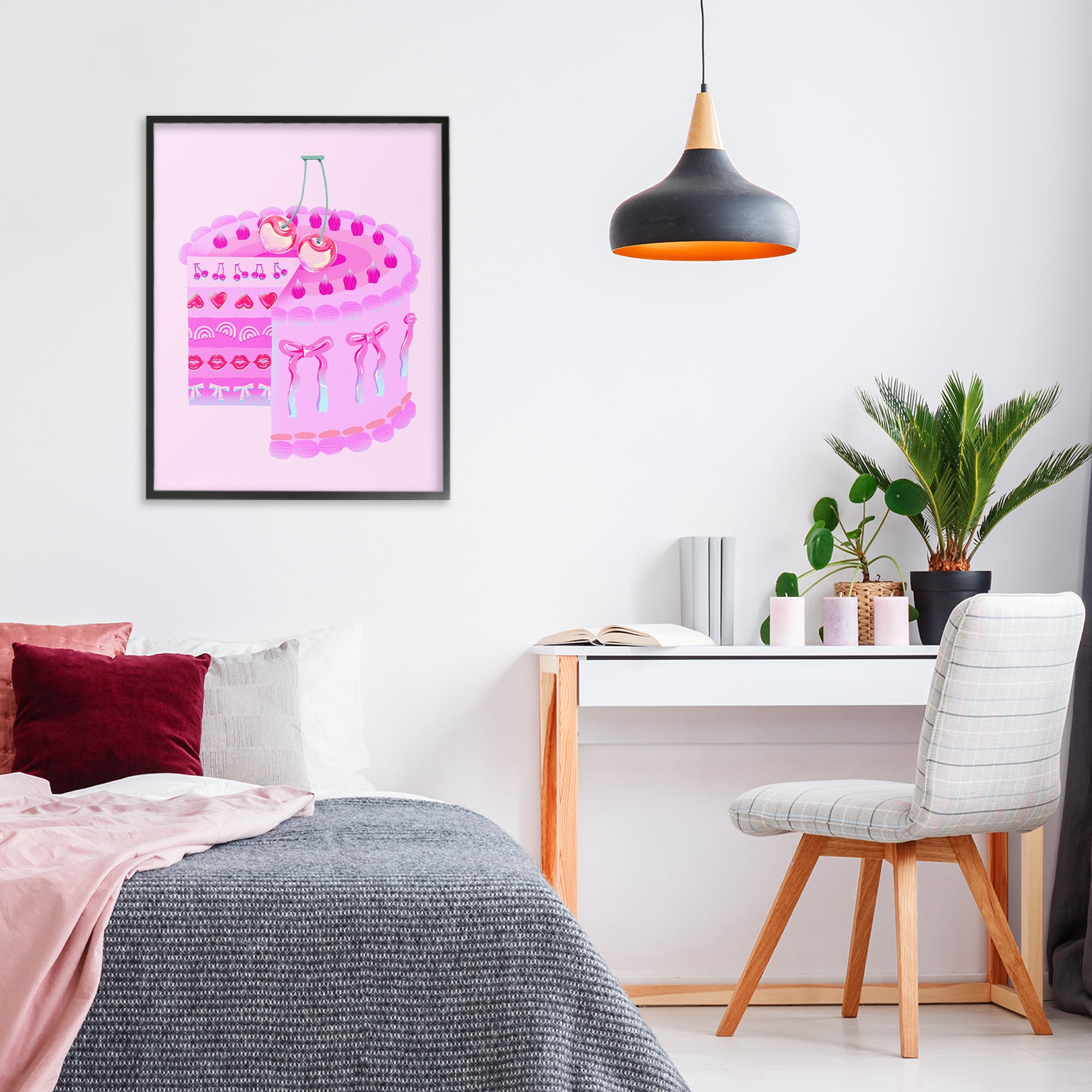 Stupell Industries Pastel Cherry Layered Cake Black Framed Giclee Art, design by Ziwei Li