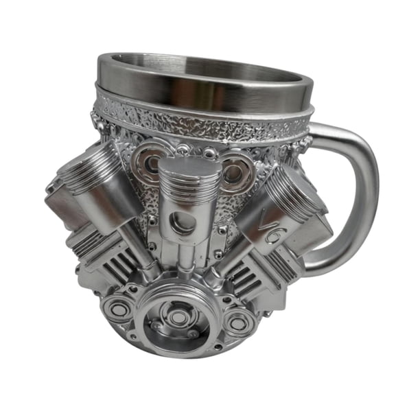 Taza de café con motor, decoración creativa de escritorio, taza de café de acero inoxidable V6 L