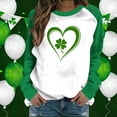 thumbnail image 4 of Xuyuer St. Patrick's Day Sweatshirt for Women Irish Shamrock Pullover Shirts Tops Raglan Sleeve Lucky Leaf Clover Shirt, 4 of 7