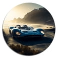 thumbnail image 3 of Designart "Artistic Homage to Retro Cars in Blue and Grey" Retro Car Metal Round Wall Decor, 3 of 5