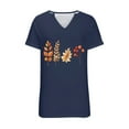 thumbnail image 4 of VKOYWKM Womens Happy Thanksgiving T Shirts V Neck Fall Tops Thanksgiving Pumpkin Graphic Tees Short Sleeve Thankful Blessed T-Shirts Holiday Top Halloween Shirts, 4 of 5