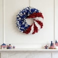 thumbnail image 6 of 12 Inch American Independence Day Patriotic Wreath, Red White Blue Farmhouse Style Plastic Wreath, Weather Resistant Easy Hang Decor for Front Door Outdoor Holiday, 6 of 7