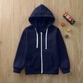 thumbnail image 4 of Hessimy Toddler Boys Girls Cute Coat Sweatshirt Color Solid Zip Long Hoodie Top Sleeve Up Kids Jackets For Boys Girls Hoodie Half Zip Pullover (Dark Blue,7-8 Years), 4 of 5