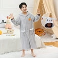 thumbnail image 4 of LYMAYTER Kids Girls Robe Bathrobe Loose Cute Rabbit Bathrobe Autumn Winter Comfort Bathrobe for Toddler 6-12Y, 4 of 7