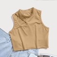 thumbnail image 4 of Womens Tank Tops $4.98 Plus Size Turtlneck Sleeveless Solid Cold Shoulder Summer Tops Khaki M, 4 of 5