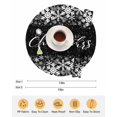 thumbnail image 6 of 15 Inch Round Placemats Set of 6, Merry Christmas Non Slip Heat Insulation PP Table Mats, Winter Snowflake Xmas Aesthetic Black Washable Place Mats for Kitchen Dining Party Table Decor, 6 of 7