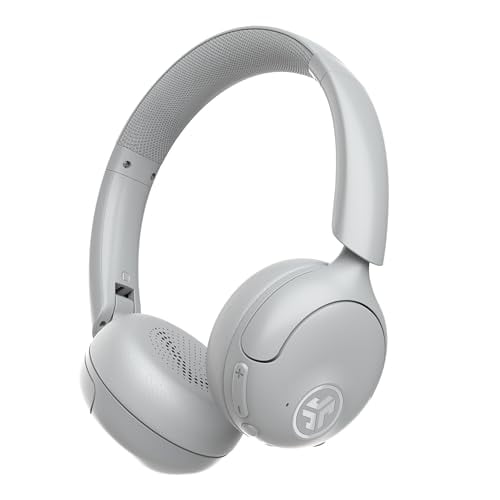Auriculares inalámbricos JLab Go Lux ANC, blanco nube, cancelación activa de ruido híbrida, auriculares Bluetooth supraaurales premium, sonido personalizable, modo Be Aware, comodidad de espuma en la