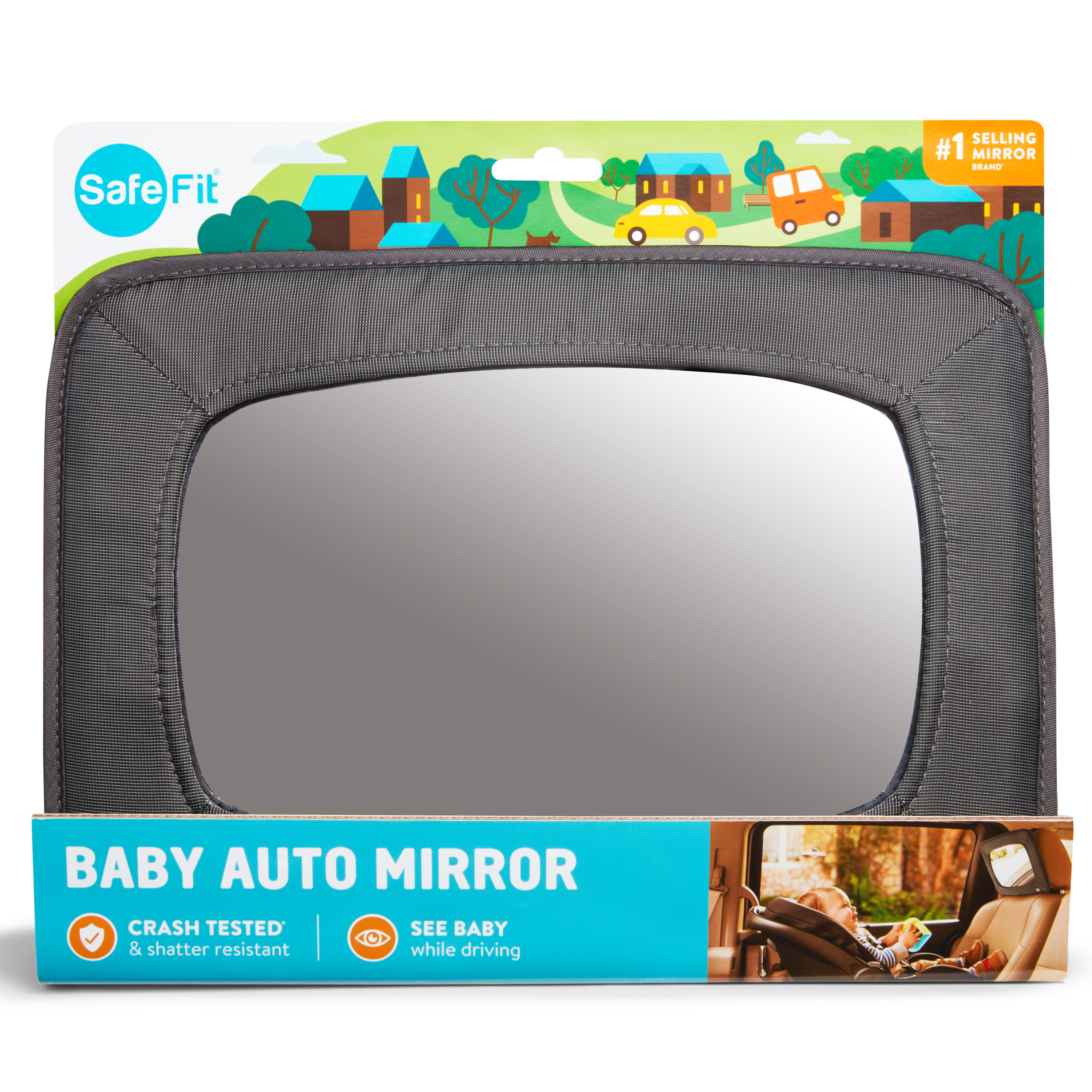 SafeFit® Wide View Baby Car Mirror, Crash-Tested, Gray, Unisex - image 5 of 5