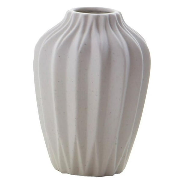 Jarrón de cerámica de color blanco, jarrón de flores ornamental de 3 formas Sin cuello