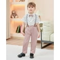 thumbnail image 3 of SANMIO Toddler Baby Boy Clothes Suit Gentleman Wedding Outfits, Formal Dress Shirt with Bowtie + Suspender Pants 1-5 Years, 3 of 7