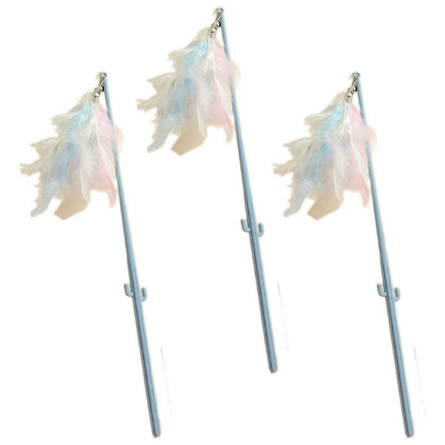 Juguete Interactivo de Plumas Yuyangstore para Gatos Caña de Pescar Cactus Azul