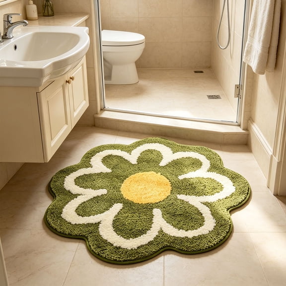 MMJ Bathroom Rugs Flower Shape Soft Absorbent Antiskid Bath Mat for Bathroom Floor Door 31.5x31.5in