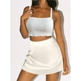 thumbnail image 3 of Weardear Silk Skirts for Women 2025 Summer Mini Skirt Elastic High Waisted A Line Skirt with Zipper, 3 of 5