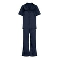 thumbnail image 4 of HaoXianJian Womens Pajamas s Silk Satin Pajamas Button Up Short Sleeve Pjs Loungewear Pjs with Pocket, 4 of 8