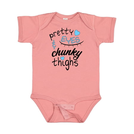 

Inktastic Pretty Eyes and Chunky Thighs Blue Hearts Boys or Girls Baby Bodysuit