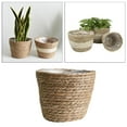 thumbnail image 3 of Rustic Handcrafted Straw Natural Seagrass Plant Basket Flower Pot Holder Storage Lining Planter Pots Container Flowerpot indoor and outdoor - 22x15x14CM Medium, 3 of 8