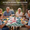thumbnail image 3 of Round Outdoor Tablecloth with Umbrella Hole and Zipper, Summer Coastal Tablecloth with Elastic Waterproof, Palm Leaves Botanical Starfish Shell Beach Patio Table Covers for 55" - 60" Pool Tables, 3 of 9