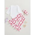 thumbnail image 3 of aturustex Toddler Girls 3PCS Valentine's Day Outfits 0-18M Infant Baby Long Sleeve Bodysuits O Neck Rompers Letter Print Jumpsuits Ladybug/Bow Print Pn Loose Casual Cute Daily Spring Clothes, 3 of 6