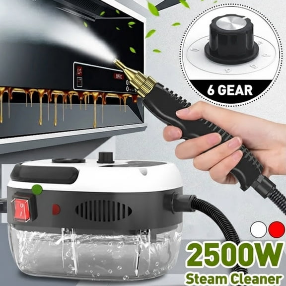 Eurhowing Steam Cleaner Handheld, 2500W Portable Steamer with 3 Brush Heads, High Pressure Steam Cleaning for Home, Kitchen, Bathroom, Car, White