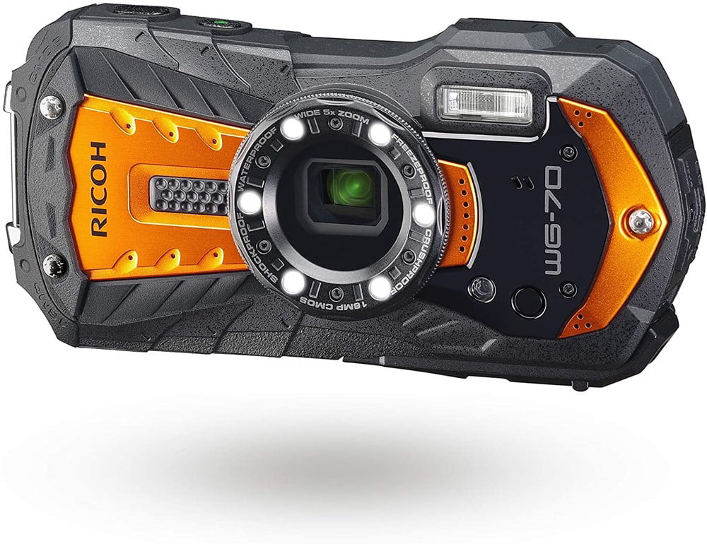 Ricoh WG-70 Black Waterproof Digital Camera 16MP (Orange)