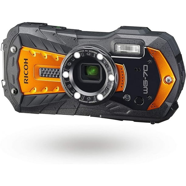 RICOH WG70 Orange Waterproof Digital Camera 16MP High Resolution