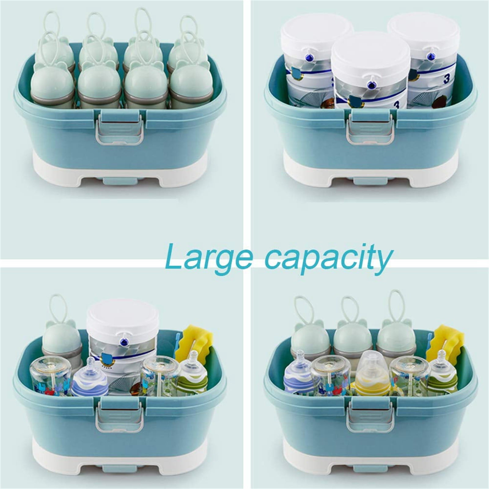 Airtight Storage Containers,Baby Bottle Drying Rack Storage Large Bottle Storage BoxOrganizer With Cover Portable Kitchen Cabinet Organizer