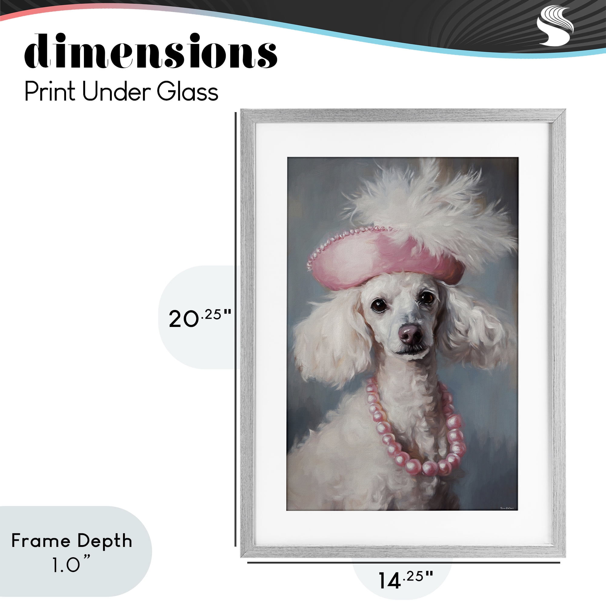 Stupell Industries Beautiful Collette Pup Gray Framed Print Under Glass, design by Tina LeCour