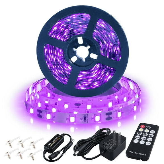 Onteisk 20ft LED UV Black Light Belt kit with Remote Control, 360 LEDs, 12V Flexible Black Light, Used for Children's Interior Decoration, Black Light Parties, Body Painting, not Waterproof