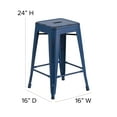 thumbnail image 6 of Flash Furniture Commercial Grade 24" High Backless Distressed Antique Blue Metal Indoor-Outdoor Counter Height Stool, 6 of 9