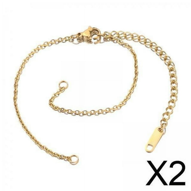 2xCollar Extensión Cola Cadena Con Cierres Langosta Pulsera Oro 2mm