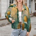 thumbnail image 3 of Jackets for Women Winter Coat Jackets Flannel Stand Collar Jacket(Sage Green And Gold Abstract Texture,Size:S-4XL), 3 of 7