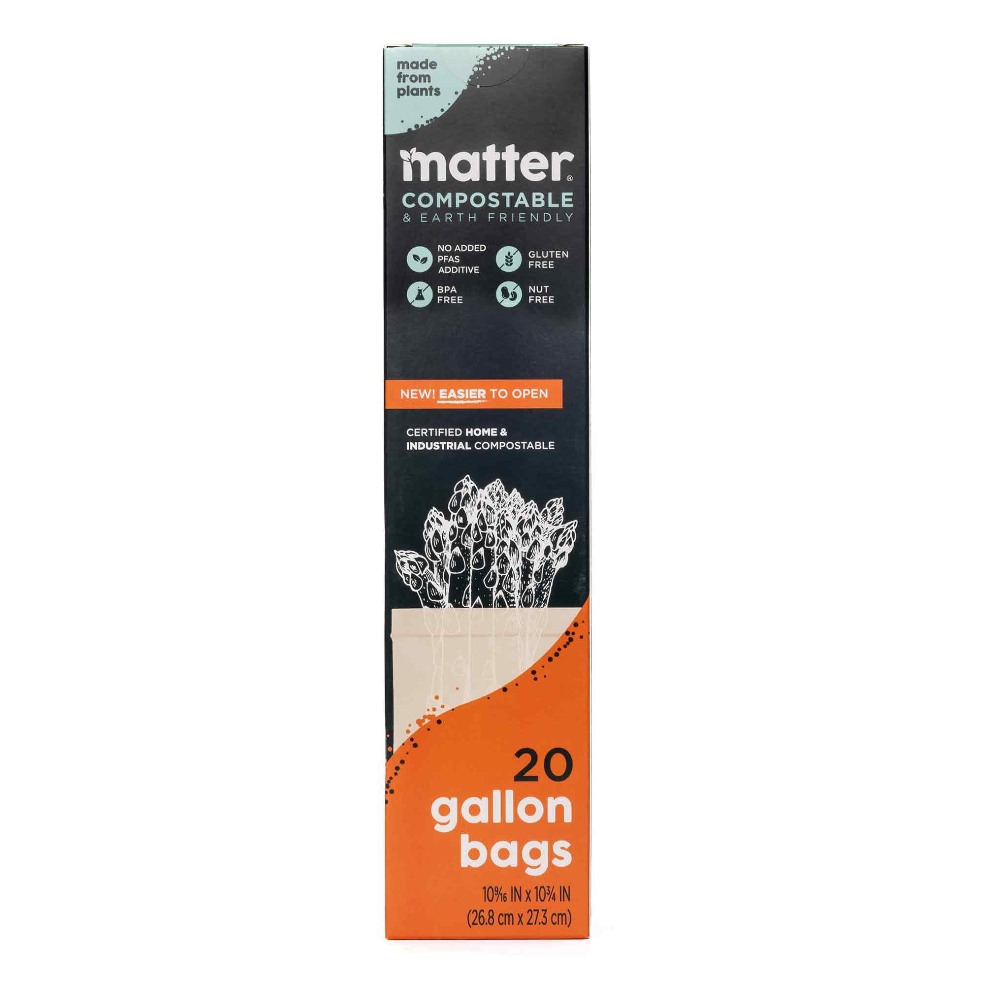 (3 pack) Matter Compostable Gallon Food Storage Bags, 20 Count