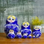 Matryoshka Russian Nesting Dolls Set of 10 Hand Painted Wood Figurines Decors Wooden Craft for Display Dolls