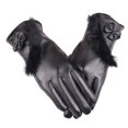 thumbnail image 6 of dianhelloya Women Gloves Faux Leather Soft Full Fingers Plush Keep Warm Elegant Smooth Surface Lady Winter Gloves for Riding 1 Pair B, 6 of 8