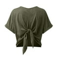 thumbnail image 2 of Ladies Summer Solid Color Versatile Round Neck Back Bow Loose Bat Short Sleeve T Shirt Women Shirts Short Sleeve Womens Loose Tops Casual Running Top Women Womens Athletic Clothes Woman Lose Shirt, 2 of 6
