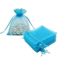 thumbnail image 2 of Paquete 100 Uds. Bolsas con cordón para joyería azul turquesa, 7*9cm pequeñas bolsas de malla para dulces Mini bolsita para pequeños regalos de Navidad joyería, 2 of 4