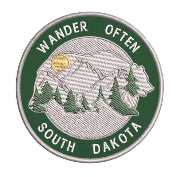 Wander Often! South Dakota 3.5 Inch Iron Or Sew On Embroidered Fabric Badge Patch Seek Adventure, National Park Iconic Series
