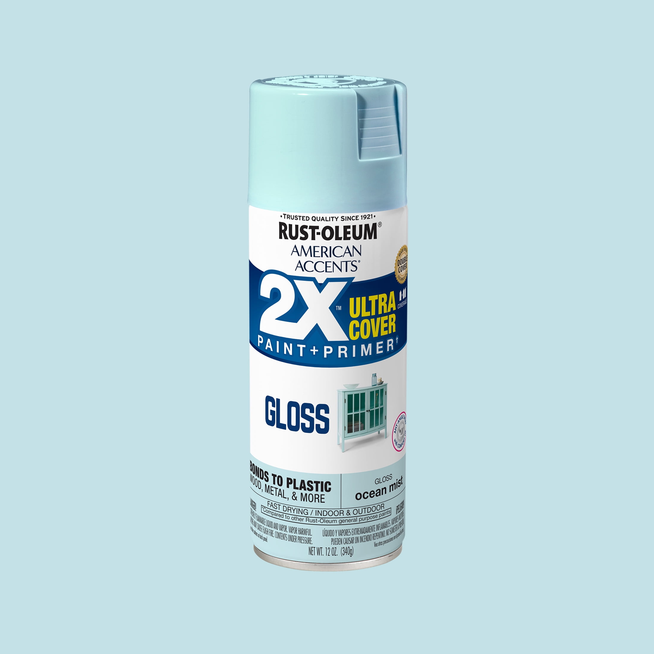 2-Pack Value - Rust-oleum american accents ultra cover 2x gloss ocean mist spray paint and primer in 1, 12 oz