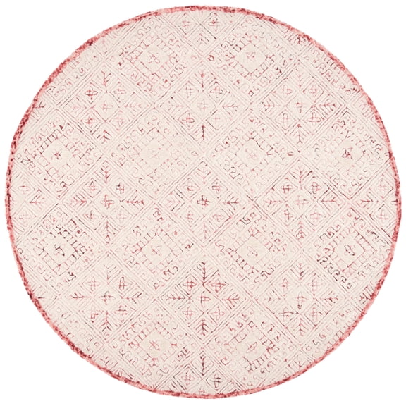 SAFAVIEH Glamour Drummond Geometric Wool Area Rug, Pink/Ivory, 6' x 6' Round