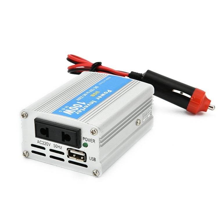 Portable Car Power Inverter 100W DC 12V to AC 220V Charger Converter  Transformer with Charging USB Ports and Oulets 