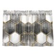 thumbnail image 7 of Yayeee Kitchen Curtains Tier Pair Light Filtering 27"x36" Rod Pocket Short Cafe Window Panel, Gray Hexagons, 7 of 7