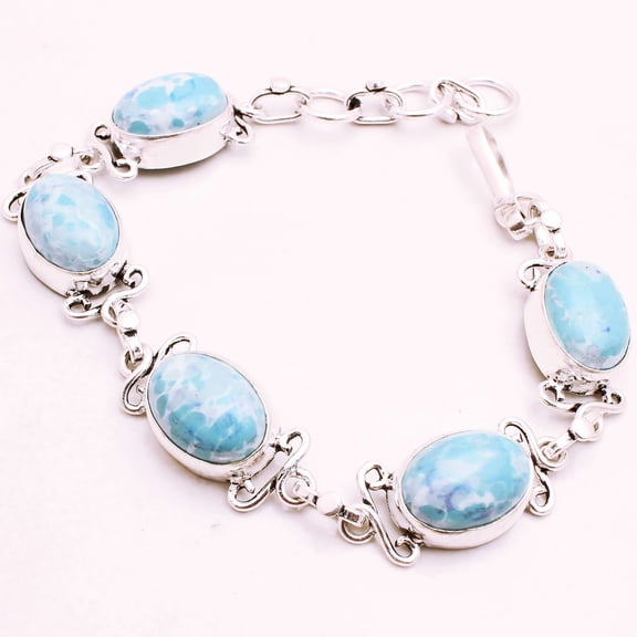 Silver Plated Bracelet For Women, Fashion Jewelry Silver Plated Bracelet, Handmade Gemstone Bracelet Jewelry For Women And Girls Charm Bracelet Mosaic Jasper Gemstone Bracelet, 16 Gms BRB-1079