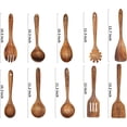 thumbnail image 4 of Cucharas de madera para cocinar, juego de 10 utensilios de cocina de madera de teca natural, espátulas de madera para cocinar (10), 4 of 5