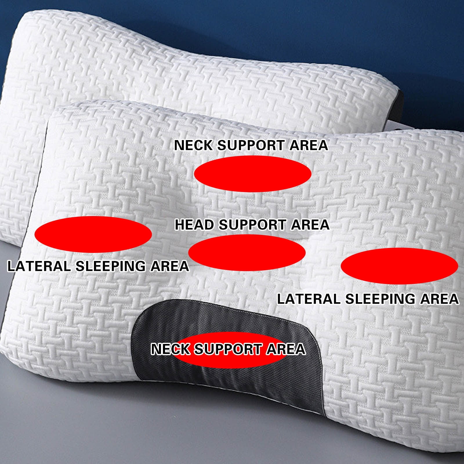 WKSCLPAI Queen Size Bed Pillows,3.2 Inch Thickness Super Soft Knitted Cotton Massage Pillow with High Density Memory Foam,Breathable Mesh Body Pillow for Head and Neck Pressure