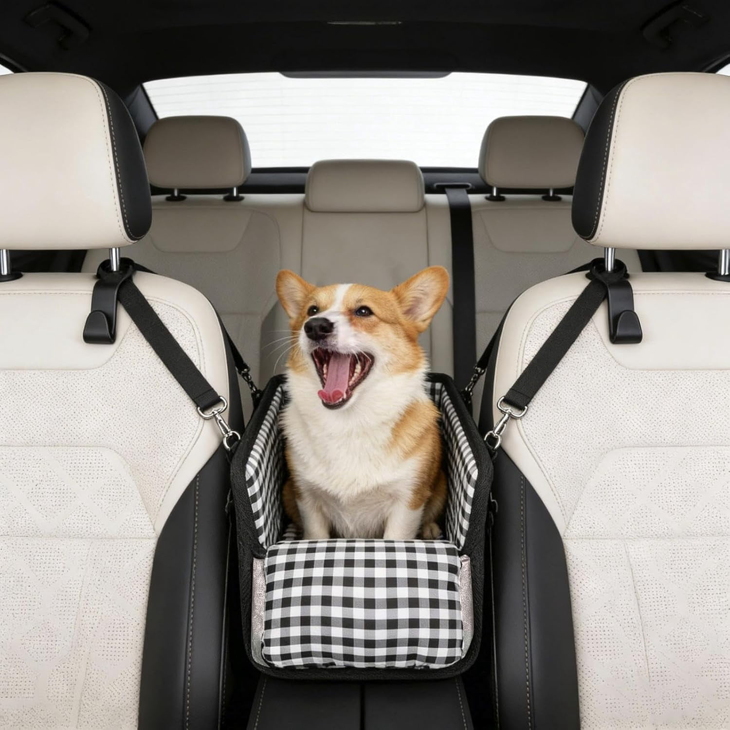 Center Console Dog Car Seat, Portable, with Soft Washable Cushion, for Small Pets