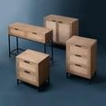 thumbnail image 4 of J&D Designs Reed 3-Drawer Coastal Wood & Iron Side Table in Brown, 4 of 4